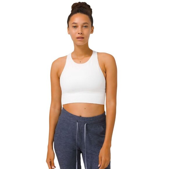 Lululemon Eb To Train Bra Sports Bra White Ribbed Mesh Size 8 - Picture 1 of 7